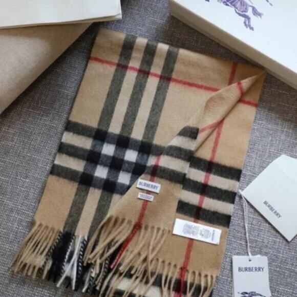 Women's Burberry Checkered Scarf - Picture 2 of 5